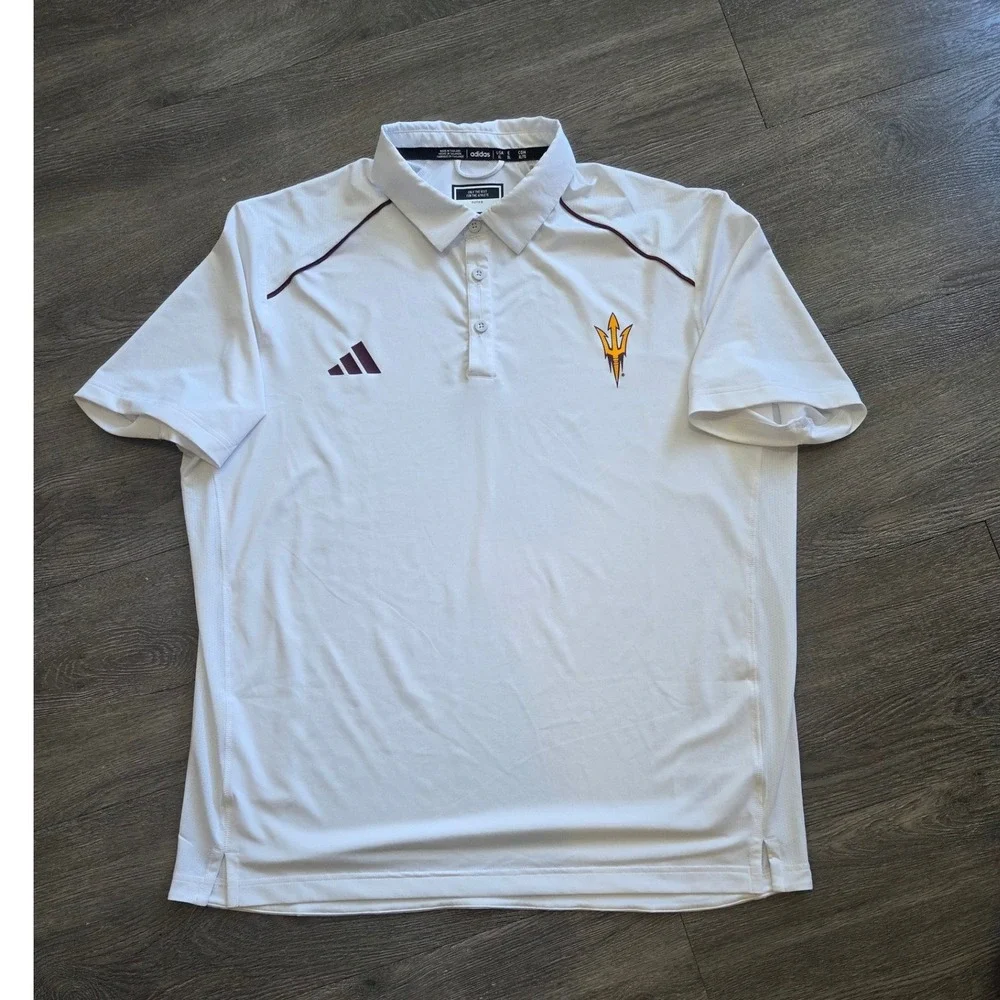 Adidas Player Issued ASU Sun Devils Polo Mens XL White Arizona State NCAA IP8612